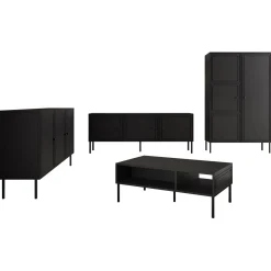 Garnero Arredamenti Set Mobili Soggiorno Completo-Set mobili soggiorno completo Stark 1 Nero Opaco