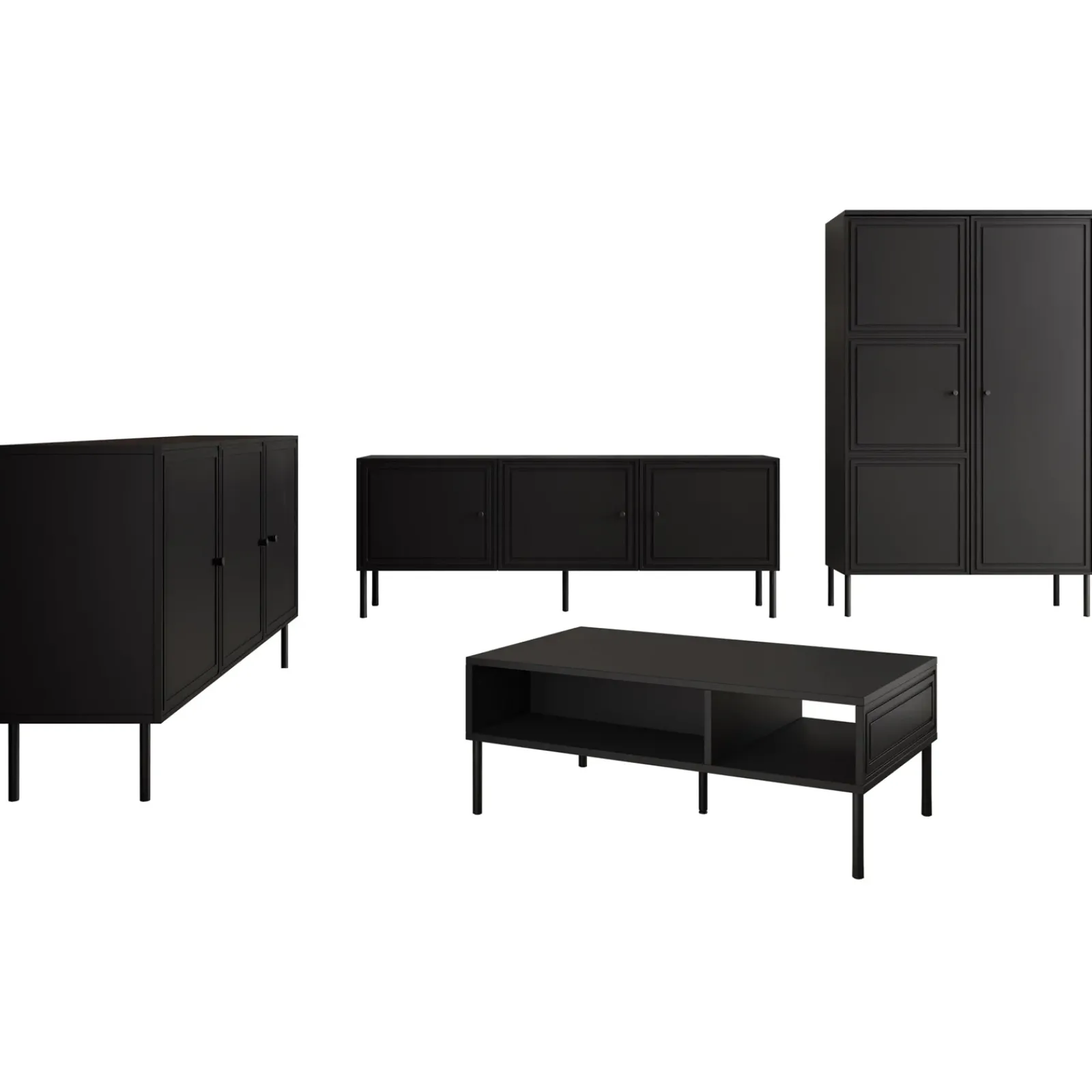 Garnero Arredamenti Set Mobili Soggiorno Completo-Set mobili soggiorno completo Stark 1 Nero Opaco