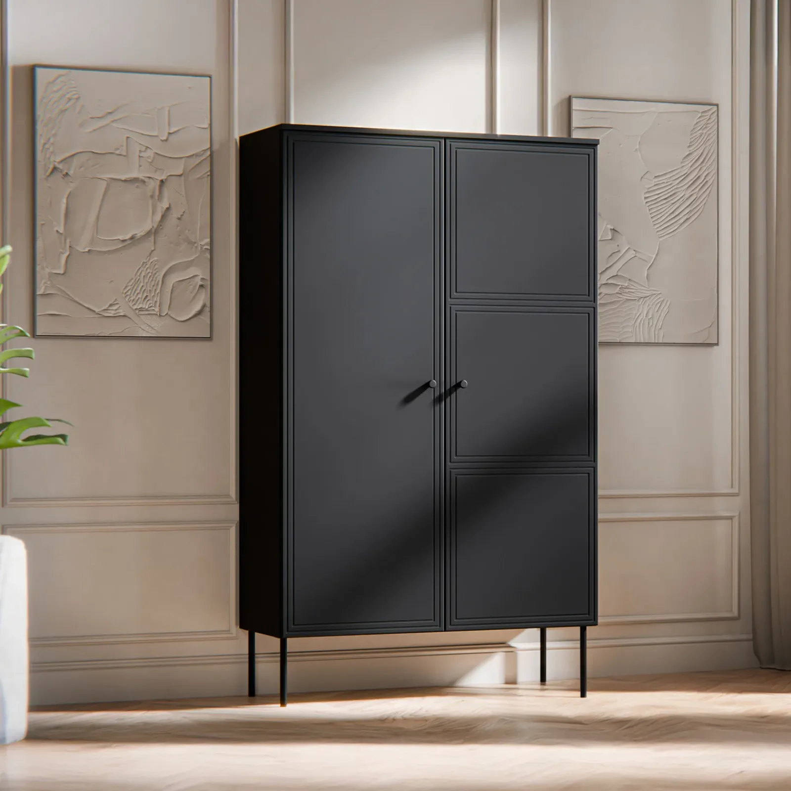 Garnero Arredamenti Set Mobili Soggiorno Completo-Set mobili soggiorno completo Stark 1 Nero Opaco