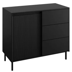 Garnero Arredamenti Set Mobili Soggiorno Completo-Set mobili soggiorno completo design cannettato nero Strike Nero Opaco