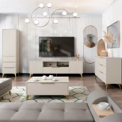 Garnero Arredamenti Set Mobili Soggiorno Completo-Set mobili soggiorno completo beige frontali serigrafati Miriam 1