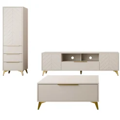 Garnero Arredamenti Set Mobili Soggiorno Completo-Set mobili soggiorno completo beige frontali serigrafati Miriam 1