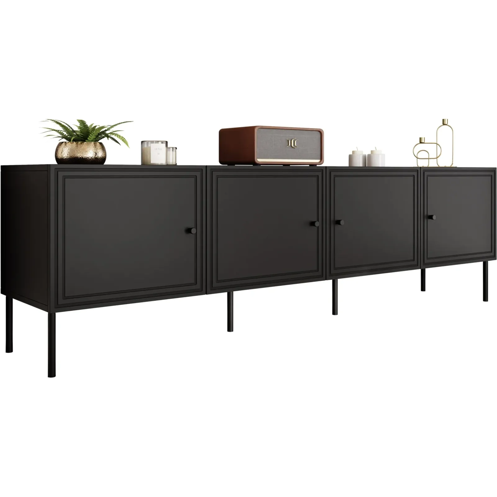 Garnero Arredamenti Set Mobili Soggiorno Completo-Set mobili soggiorno completo Stark 2 Nero Opaco