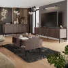 Garnero Arredamenti Set Mobili Soggiorno Completo-Set mobili soggiorno completo noce scuro con frontali serigrafati Savanna