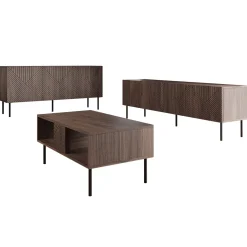 Garnero Arredamenti Set Mobili Soggiorno Completo-Set mobili soggiorno completo noce scuro con frontali serigrafati Savanna