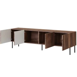 Garnero Arredamenti Set Mobili Soggiorno Completo-Set mobili soggiorno completo noce scuro con frontali serigrafati Savanna