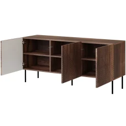 Garnero Arredamenti Set Mobili Soggiorno Completo-Set mobili soggiorno completo noce scuro con frontali serigrafati Savanna