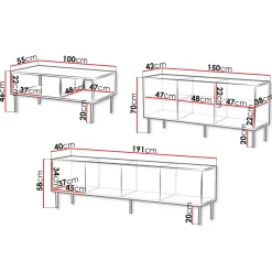 Garnero Arredamenti Set Mobili Soggiorno Completo-Set mobili soggiorno completo noce scuro con frontali serigrafati Savanna