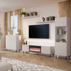 Garnero Arredamenti Set Mobili Soggiorno Completo-Set mobili soggiorno completo con frontali cannettati beige Ziggy 3