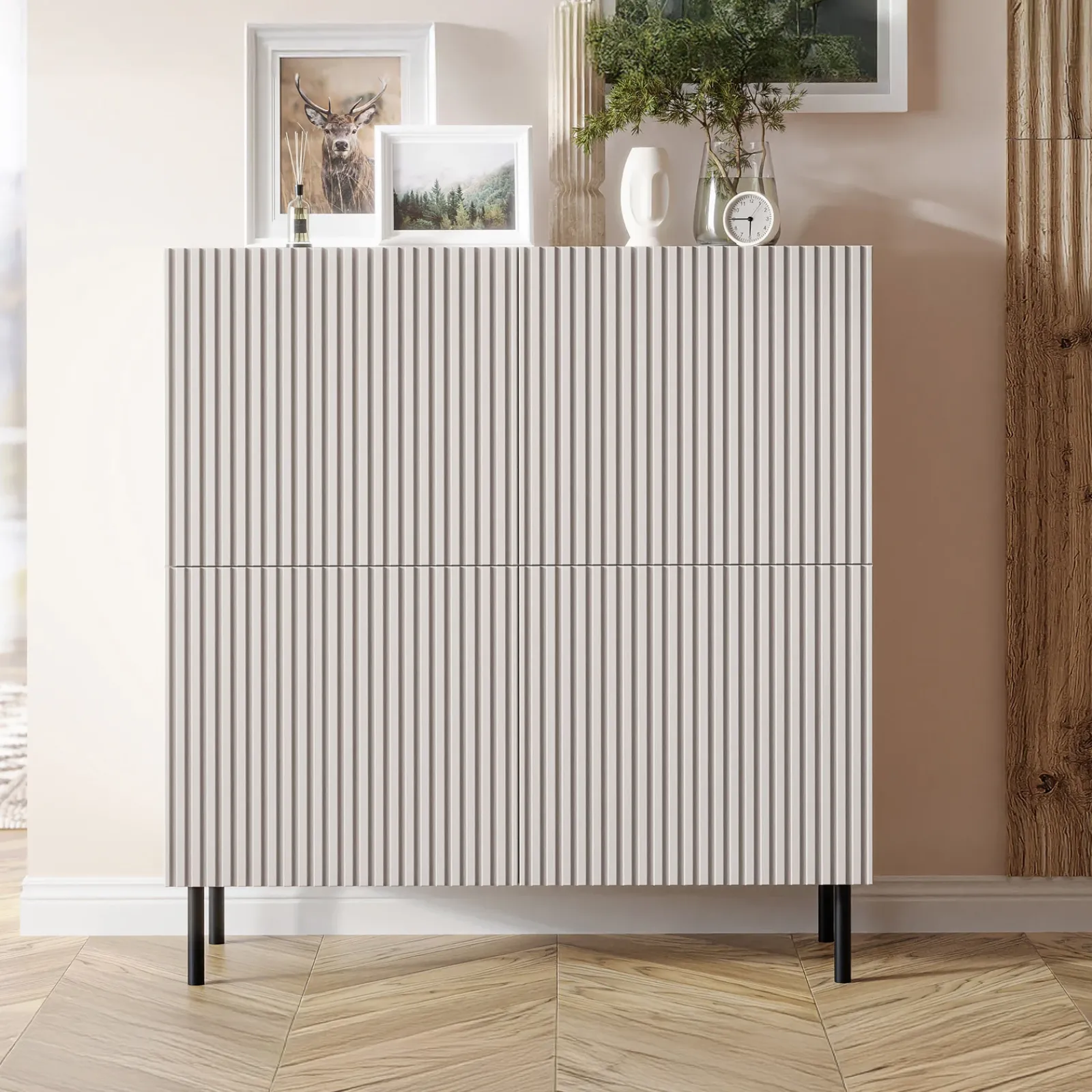 Garnero Arredamenti Set Mobili Soggiorno Completo-Set mobili soggiorno completo con frontali cannettati beige Ziggy 3