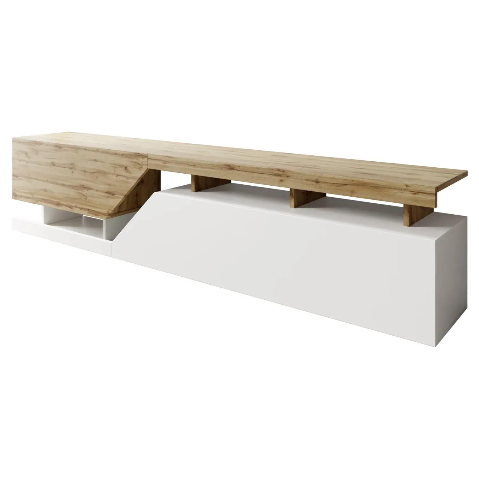 Garnero Arredamenti Set Mobili Soggiorno Completo-Set mobili soggiorno completo rovere bianco Modesta Bianco Opaco - Rovere