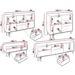 Garnero Arredamenti Set Mobili Soggiorno Completo-Set mobili soggiorno completo design cannettato bianco Strike Bianco Opaco