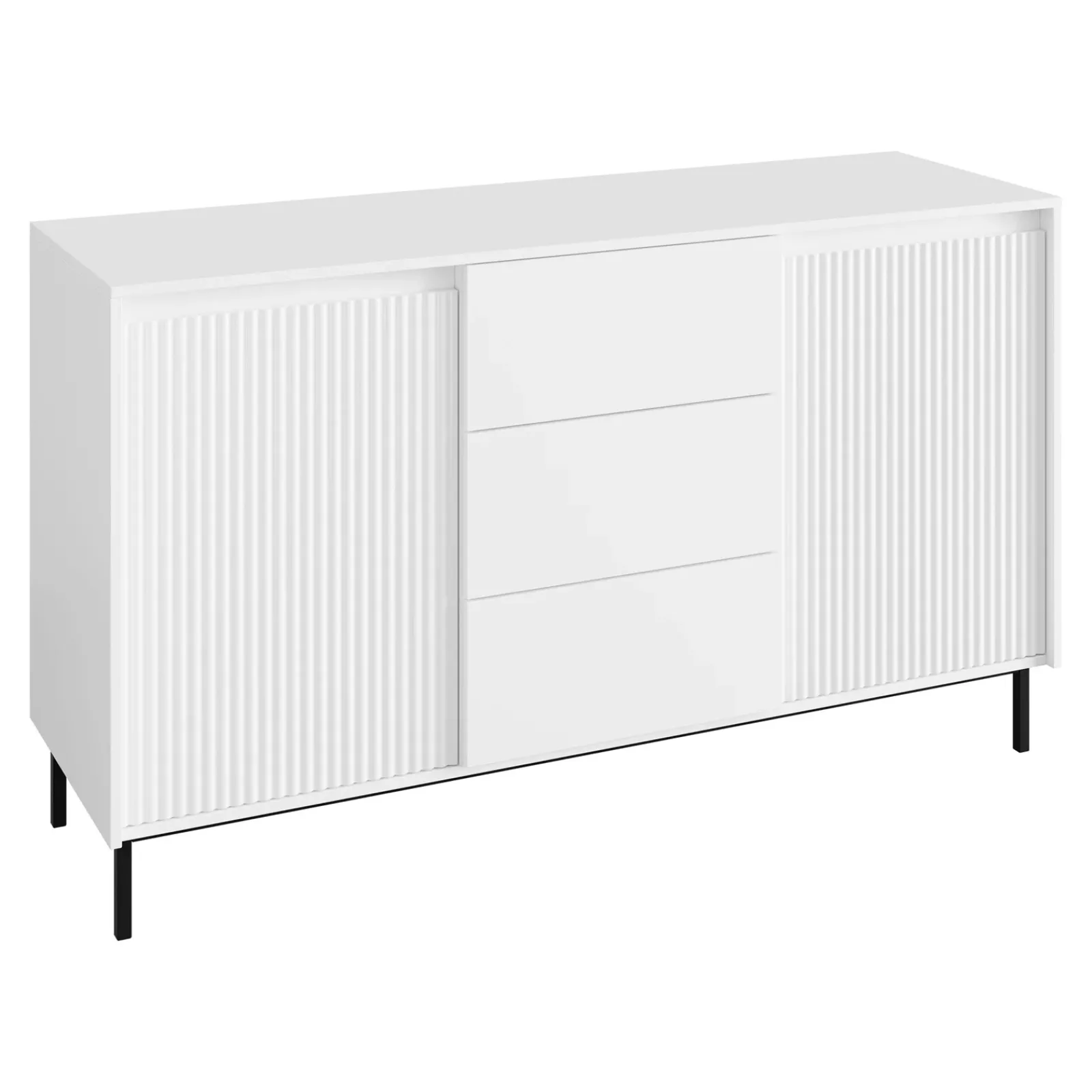 Garnero Arredamenti Set Mobili Soggiorno Completo-Set mobili soggiorno completo design cannettato bianco Strike Bianco Opaco