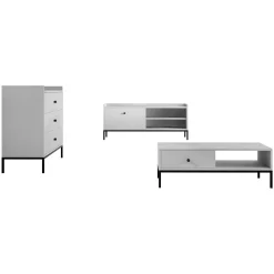 Garnero Arredamenti Set Mobili Soggiorno Completo-Set mobili soggiorno completo design moderno bianco Pollon 2 Bianco Opaco