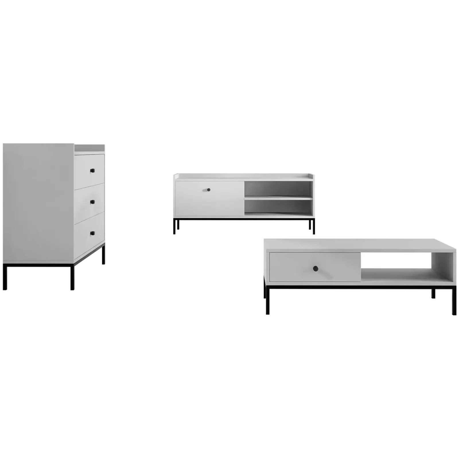 Garnero Arredamenti Set Mobili Soggiorno Completo-Set mobili soggiorno completo design moderno bianco Pollon 2 Bianco Opaco