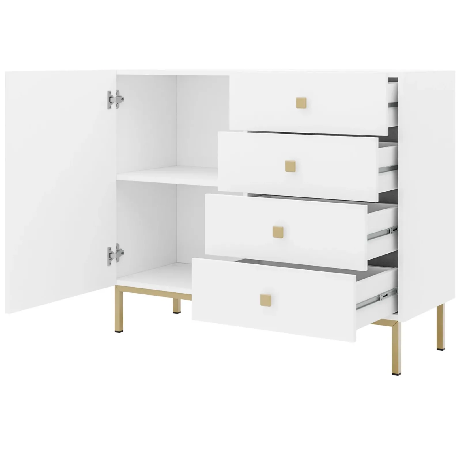 Garnero Arredamenti Set Mobili Soggiorno Completo-Set mobili soggiorno completo con mobile TV e madia Giuggiola Bianco Opaco