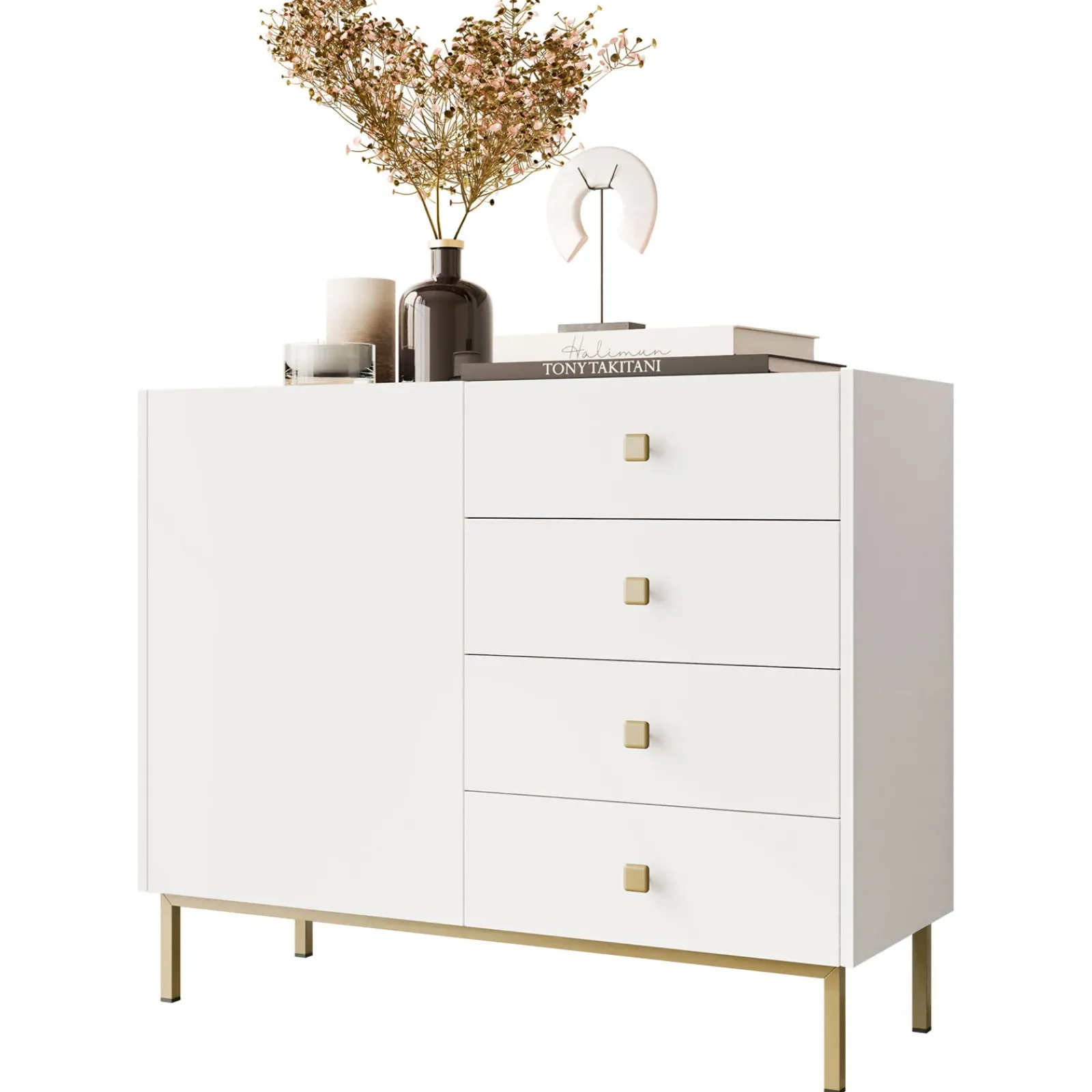 Garnero Arredamenti Set Mobili Soggiorno Completo-Set mobili soggiorno completo con mobile TV e madia Giuggiola Bianco Opaco