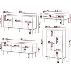 Garnero Arredamenti Set Mobili Soggiorno Completo-Set mobili soggiorno completo Stark 1 Bianco Opaco