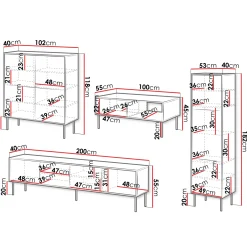 Garnero Arredamenti Set Mobili Soggiorno Completo-Set mobili soggiorno completo moderno noce nero Wild Noce - Nero opaco