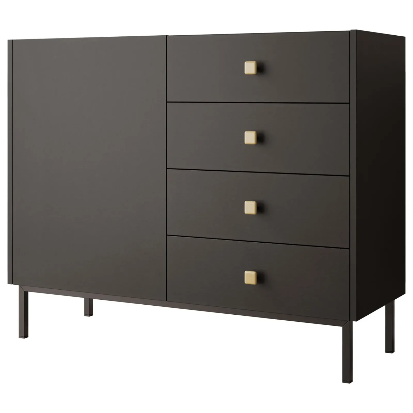 Garnero Arredamenti Set Mobili Soggiorno Completo-Set mobili soggiorno completo con mobile TV e madia Giuggiola Nero Opaco