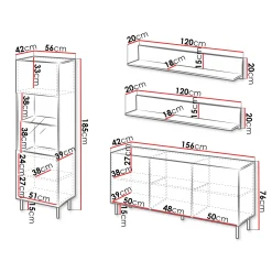 Garnero Arredamenti Set Mobili Soggiorno Completo-Set mobili soggiorno completo con frontali cannettati beige Ziggy 2