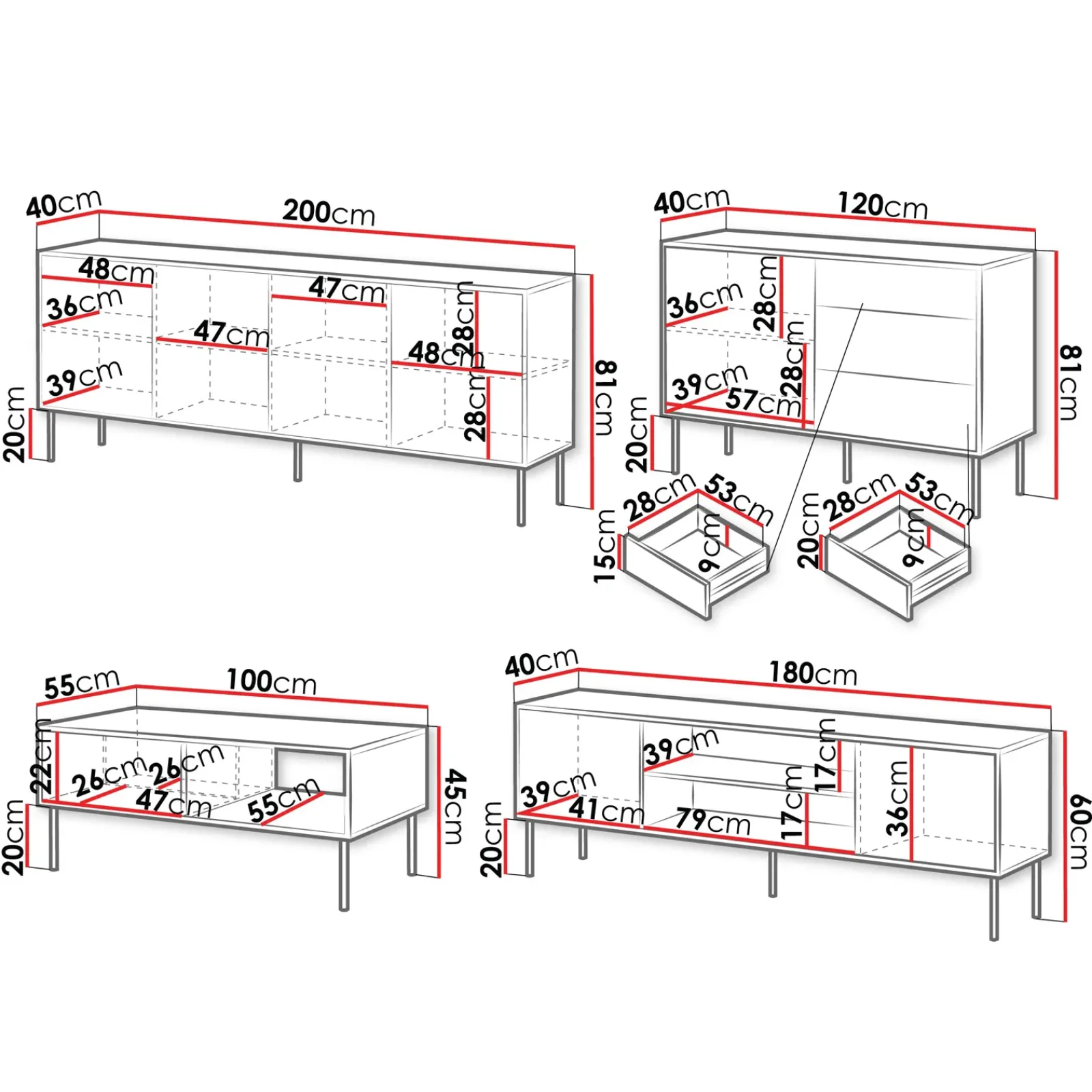 Garnero Arredamenti Set Mobili Soggiorno Completo-Set mobili soggiorno completo moderno nero Wild 2 Nero Opaco