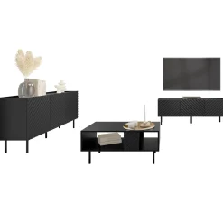 Garnero Arredamenti Set Mobili Soggiorno Completo-Set mobili soggiorno completo nero Daniele Nero Opaco