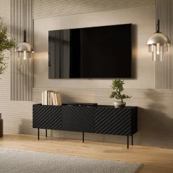 Garnero Arredamenti Set Mobili Soggiorno Completo-Set mobili soggiorno completo nero Daniele Nero Opaco