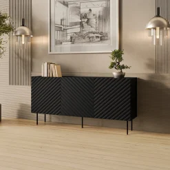 Garnero Arredamenti Set Mobili Soggiorno Completo-Set mobili soggiorno completo nero Daniele Nero Opaco