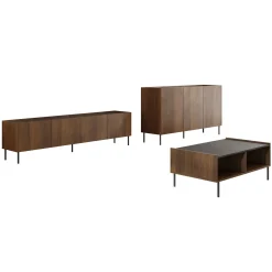 Garnero Arredamenti Set Mobili Soggiorno Completo-Set mobili soggiorno completo ripiano effetto marmo nero noce Caliva