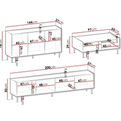 Garnero Arredamenti Set Mobili Soggiorno Completo-Set mobili soggiorno completo ripiano effetto marmo nero noce Caliva