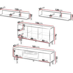 Garnero Arredamenti Set Mobili Soggiorno Completo-Set mobili soggiorno completo con frontali cannettati beige Ziggy 1
