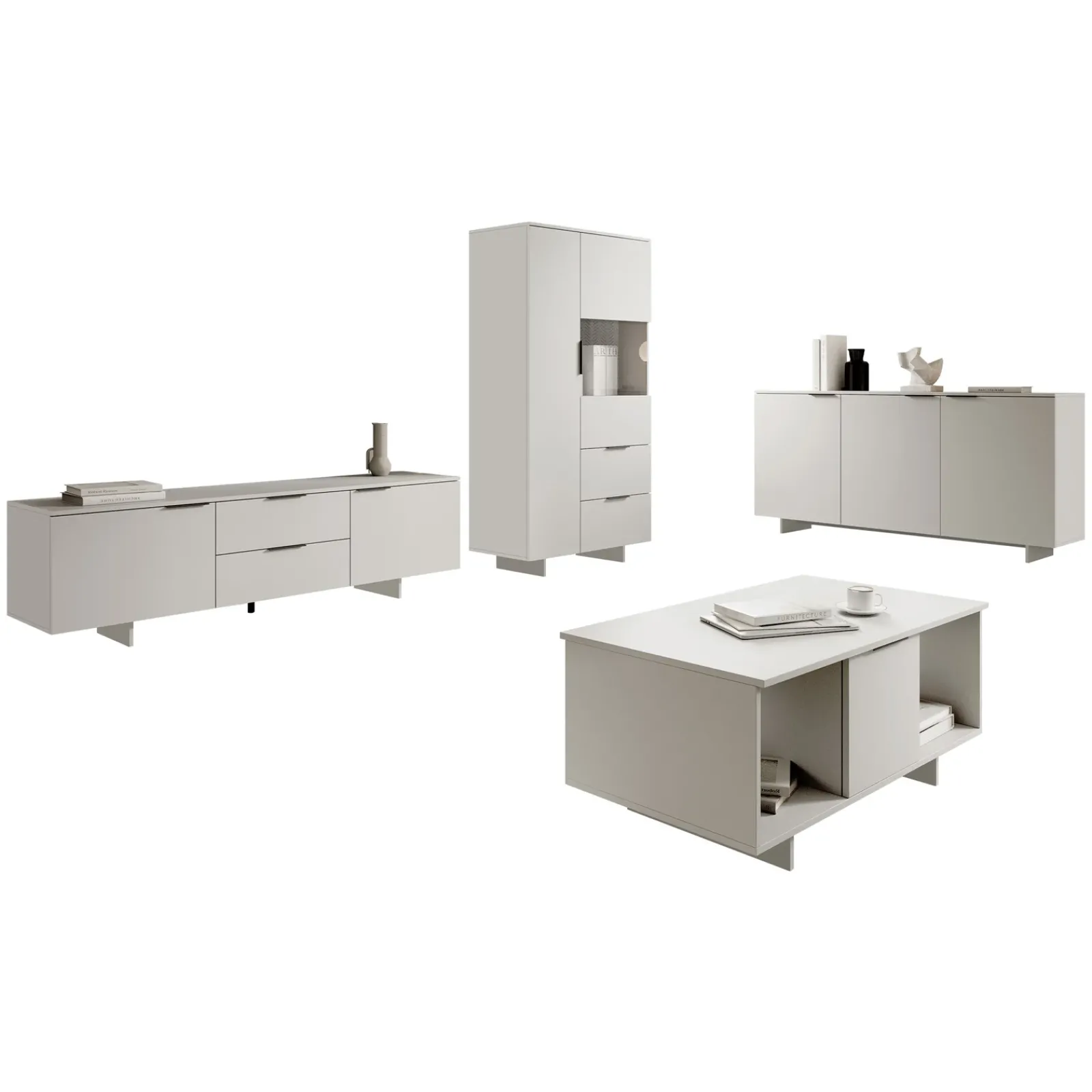 Garnero Arredamenti Set Mobili Soggiorno Completo-Set mobili soggiorno completo grigio Stone 2