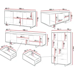 Garnero Arredamenti Set Mobili Soggiorno Completo-Set mobili soggiorno completo grigio Stone 2