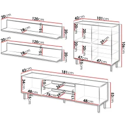 Garnero Arredamenti Set Mobili Soggiorno Completo-Set mobili soggiorno completo con frontali cannettati beige Ziggy 4