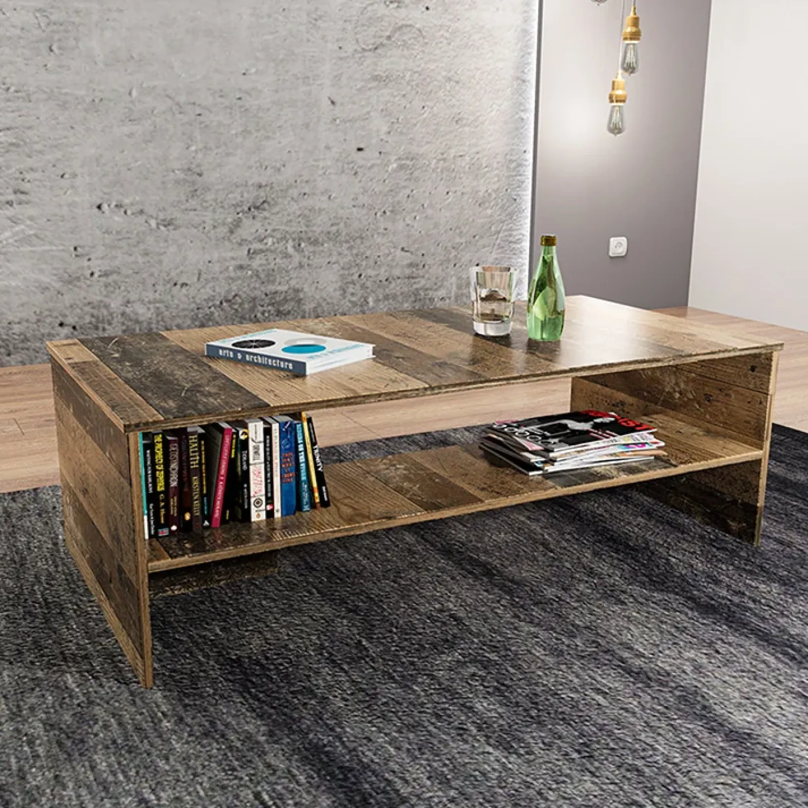 Garnero Arredamenti Set Mobili Soggiorno Completo-Set mobili soggiorno completo industrial legno vecchio antico West Gihome®