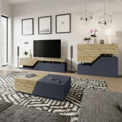 Garnero Arredamenti Set Mobili Soggiorno Completo-Set mobili soggiorno completo rovere antracite Modesta Antracite - Rovere