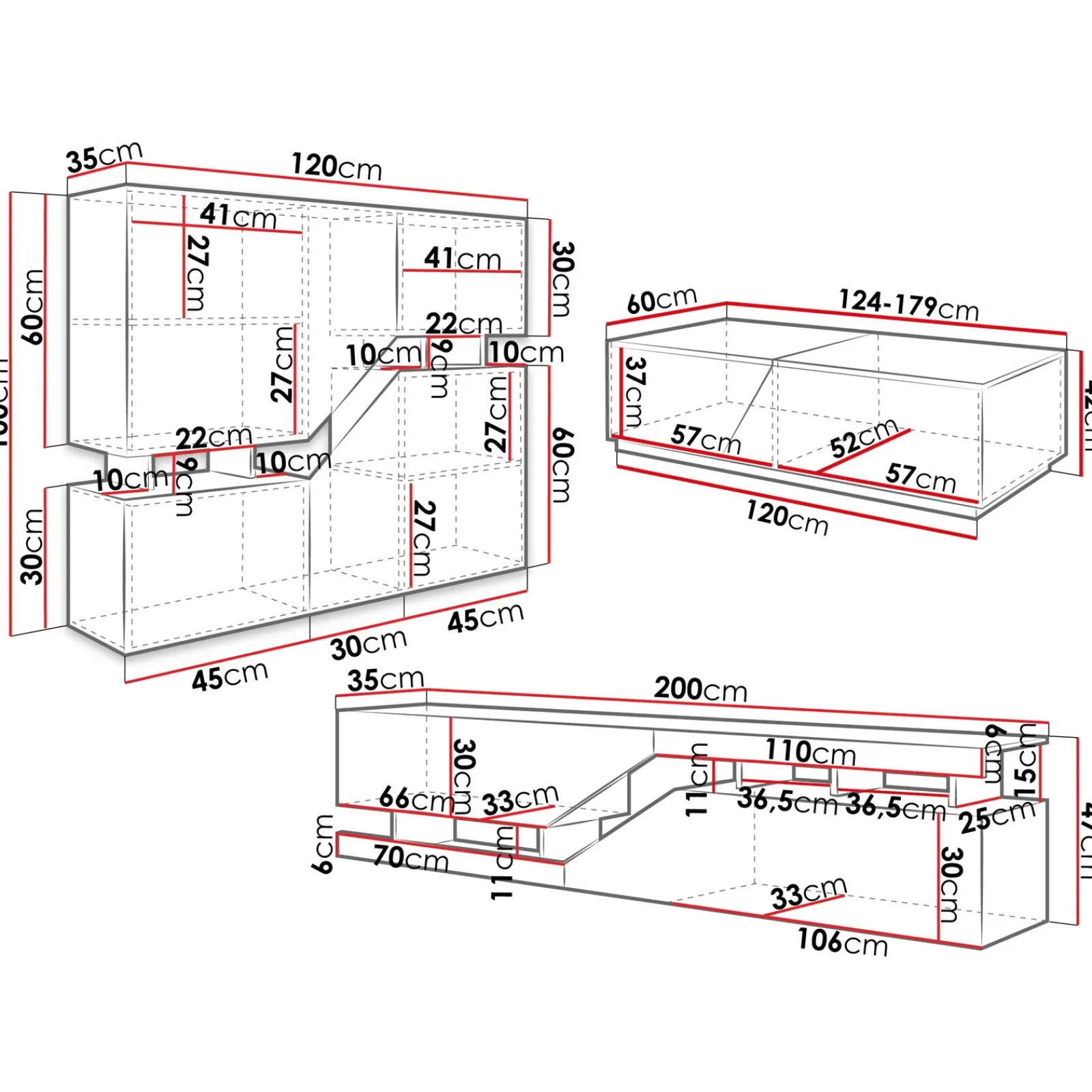 Garnero Arredamenti Set Mobili Soggiorno Completo-Set mobili soggiorno completo rovere antracite Modesta Antracite - Rovere
