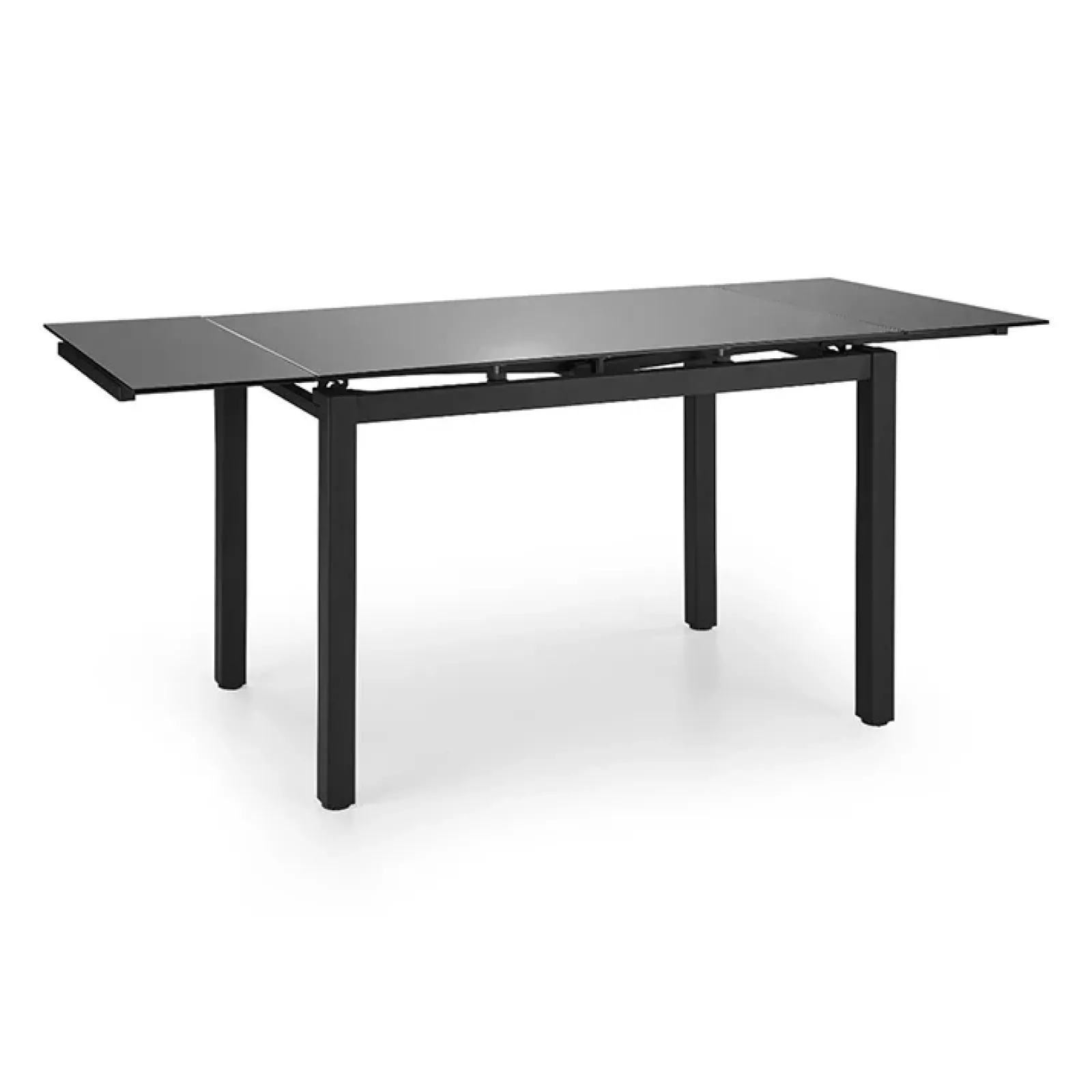 Garnero Arredamenti Set Tavolo Con Sedie|Tavoli Da Pranzo-Set tavolo 110/170cm + 4 sedie imbottite grigio nero Albani