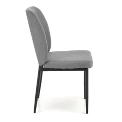 Garnero Arredamenti Set Tavolo Con Sedie|Tavoli Da Pranzo-Set tavolo 110/170cm + 4 sedie imbottite grigio nero Albani