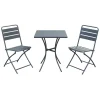 Garnero Arredamenti Set Tavolo E Sedie Da Giardino-Set tavolo da giardino + 2 sedie pieghevoli acciaio antracite Liliana