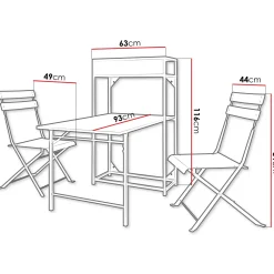 Garnero Arredamenti Set Tavolo E Sedie Da Giardino-Set tavolo da giardino 2 sedie con fioriera Marin Grigio