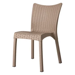 Garnero Arredamenti Set Tavolo E Sedie Da Giardino-Set tavolo da giardino esterno bar dehors rettangolare 150x90cm + 6 sedie effetto rattan Conchiglia Tortora