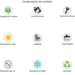 Garnero Arredamenti Set Tavolo E Sedie Da Giardino-Set tavolo da giardino esterno bar dehors rettangolare 150x90cm + 6 sedie effetto rattan Conchiglia Marrone