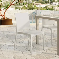 Garnero Arredamenti Set Tavolo E Sedie Da Giardino-Set tavolo da giardino esterno dehors con vetro 150x90 cm bianco + 6 sedie bianco Ivy Bianco - Bianco
