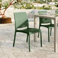 Garnero Arredamenti Set Tavolo E Sedie Da Giardino-Set tavolo da giardino esterno dehors con vetro 150x90 cm bianco + 6 sedie verde Ivy Bianco - Verde