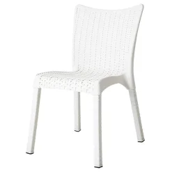 Garnero Arredamenti Set Tavolo E Sedie Da Giardino-Set tavolo da giardino esterno bar dehors rettangolare 150x90cm + 6 sedie effetto rattan Conchiglia Bianco