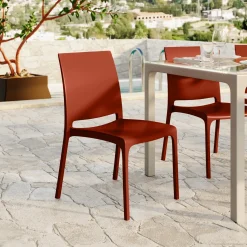 Garnero Arredamenti Set Tavolo E Sedie Da Giardino-Set tavolo da giardino esterno dehors 150x90 cm antracite + 4 sedie rosso mattone Coral Antracite - Rosso
