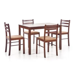 Garnero Arredamenti Set Tavolo Con Sedie|Tavoli In Legno-Set tavolo moderno 110x72cm + 4 sedie rovere scuro Lunelle