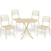 Garnero Arredamenti Salotto Da Giardino-Set tavolo quadrato 70x70cm + 4 sedie da giardino crema Morena